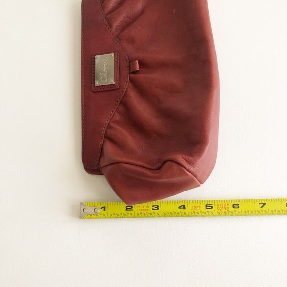 Cole Haan Magnetic Clutch Purse Handbag Cosmetic Pouch Red Leather 11x5x2 Clean! - Picture 9 of 10